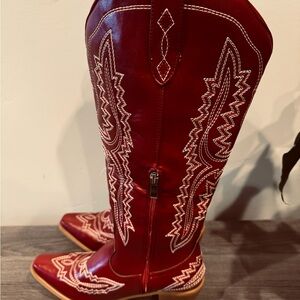 Red Western Heeled Boots